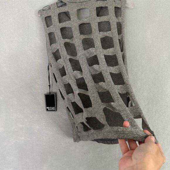 Revolve Michael Lauren Tank Top Women Sz Small Geometric Cut-Out Raw Edge USA - Picture 10 of 14